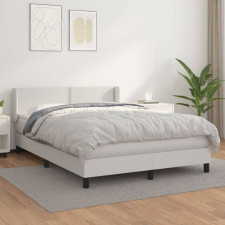  Fehér műbőr rugós ágy matraccal 140 x 200 cm ágy és ágykellék