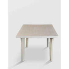 Fehér négyzet alakú műanyag kerti rögzített asztal 90X90X75 kerti bútor