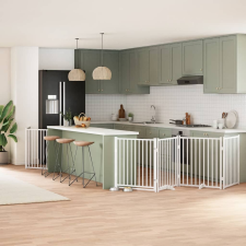  fehér nyárfa 10 paneles összecsukható kutyakapu ajtóval 800 cm kutyafelszerelés