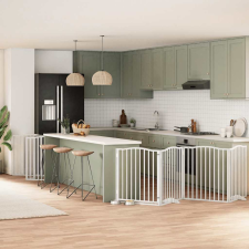  fehér nyárfa 12 paneles összecsukható kutyakapu ajtóval 960 cm kutyafelszerelés