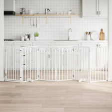  Fehér, nyárfa kutyakapu összecsukható ajtóval, 6 panellel, 300 cm kutyafelszerelés