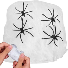 Fehér pókháló 4 pókkal halloween dekorációhoz dekoráció