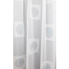 Fehér sable kész függöny szürke kék mintával KN 160x215cm lakástextília