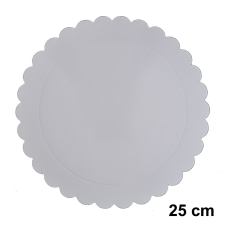 Fehér színű kör alakú fodros karton tortaalátét – 25 cm konyhai eszköz