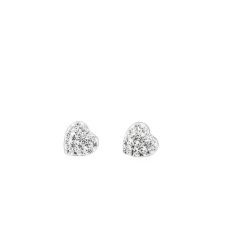  Fehér Szív Alakú Swarovski® Kristályokkal Kirakott S925 Ezüst Fülbevaló -8mm fülbevaló