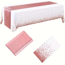  Fehér terítő ,alján rose gold színű pöttyökkel,futóval sütés és főzés