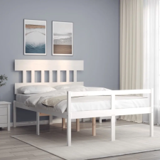  fehér tömör fa ágy időseknek fejtámlával 120x200 cm ágy és ágykellék