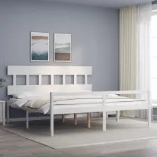  fehér tömör fa ágy időseknek fejtámlával 200x200 cm ágy és ágykellék
