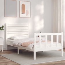 Fehér tömör fa ágykeret fejtámlával 100 x 200 cm ágy és ágykellék