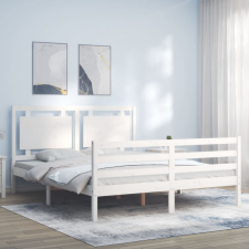 fehér tömör fa ágykeret fejtámlával 160 x 200 cm ágy és ágykellék