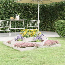  Fehér tömör fenyőfa növénytartó 112 x 112 x 27 cm kerti tárolás