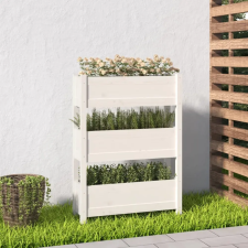  Fehér tömör fenyőfa növénytartó 77x25x104,5 cm kerti tárolás