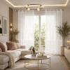  Fehér voile fényáteresztő készfüggöny rojtos design díszítéssel – légies elegancia ezüst ringlikkel 140X250cm
