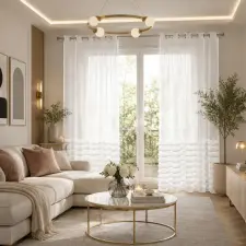  Fehér voile fényáteresztő készfüggöny rojtos design díszítéssel – légies elegancia ezüst ringlikkel 140X250cm lakástextília
