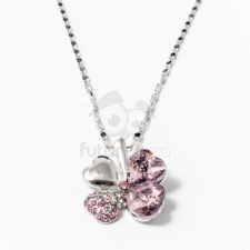  Fehérarany bevonatos nyaklánc lóhere medállal - rózsaszín jwr-1101 nyaklánc