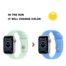 FeiFan színváltós szilikon óraszíj Apple Watch órához 42/44/45/49 mm - Zöld - Kék / 1393 okosóra kellék