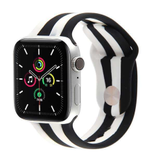 FeiFan szivárvány szilikon óraszíj Apple Watch órához 42/44/45/49 mm - Fekete-fehér okosóra kellék