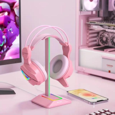  Fejhallgató tartó LED RGB világítással, usb csatlakozással fekete GV578467-r fejhallgató állvány