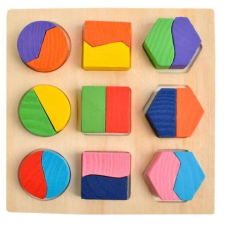Fejlesztő fa puzzle játék gyerekeknek, színes elemekkel puzzle, kirakós