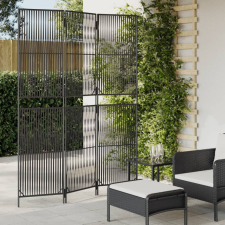  Fekete 3-paneles polyrattan térelválasztó bútor
