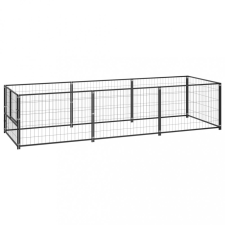  Fekete acél kutyakennel 3 m² szállítóbox, fekhely kutyáknak