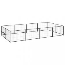 Fekete acél kutyakennel 8 m² szállítóbox, fekhely kutyáknak