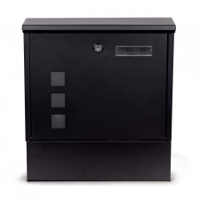 Fekete acél postaláda zárral - modern levelesláda - acél levélláda - biztonságos postaláda postaláda