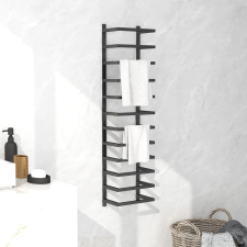Fekete acél törölközőtartó 24 x 12 x 96 cm fürdőszoba kiegészítő