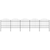  Fekete acélkerítés lándzsás tetejű szegéllyel 892,5 x 175 cm