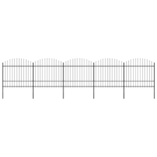  Fekete acélkerítés lándzsás tetejű szegéllyel 892,5 x 175 cm építőanyag