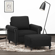  fekete bársony kanapéfotel lábtartóval 60 cm bútor
