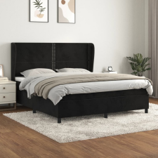  Fekete bársony rugós ágy matraccal 160x200 cm ágy és ágykellék