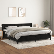  fekete bársony rugós ágy matraccal 200x200 cm ágy és ágykellék