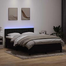  fekete bársony rugós és LED-es ágy matraccal 140x210 cm ágy és ágykellék