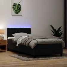  fekete bársony rugós és LED-es ágy matraccal 80x220 cm ágy és ágykellék