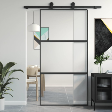  fekete edzett üveg és alumínium tolóajtó 102,5 x 205 cm építőanyag