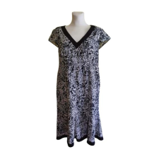  Fekete és fehér mintás lenvászon ruha (méret: XL) női ruha