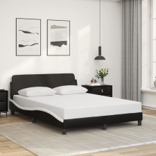 fekete és fehér műbőr ágykeret fejtámlával 120 x 200 cm ágy és ágykellék