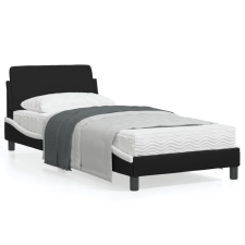 Fekete és fehér műbőr ágykeret fejtámlával 90x190 cm ágy és ágykellék