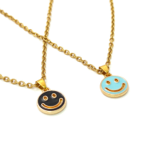 Fekete és kék smiley medál lánccal, 2 db nyaklánc