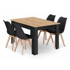 Fekete étkezőgarnitúra 1 + 4, MADO ARTISAN asztal 120x80 + BALI MARK szék fekete bútor