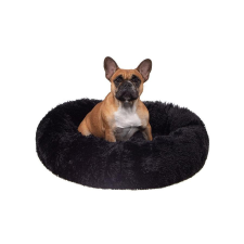 Fekete, extrapuha, szőrös kisállatfekhely - 50 cm szállítóbox, fekhely kutyáknak