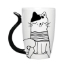 FEKETE-FEHÉR Cicás Porcelán bögre 38 cl, 1db, fekete_fülű_cica