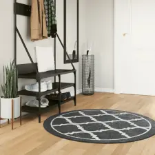  fekete-fehér mosható csúszásgátló szőnyeg Ø 120 cm lakástextília