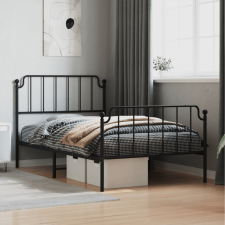 Fekete fém ágykeret fej- és lábtámlával 107 x 203 cm ágy és ágykellék