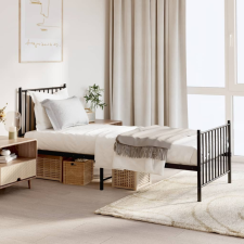  fekete fém ágykeret fej- és lábtámlával 80 x 200 cm ágy és ágykellék