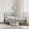  fekete fém ágykeret fej- és lábtámlával 90 x 190 cm