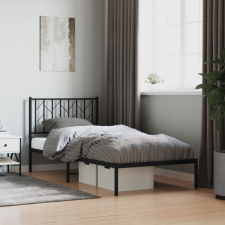 fekete fém ágykeret fejtámlával 90 x 190 cm ágy és ágykellék