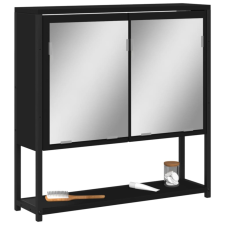 fekete forgácslap fürdőszobai tükör 60 x 16 x 60 cm fürdőszoba bútor