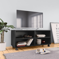 Fekete forgácslap TV-szekrény görgőkkel 90 x 35 x 35 cm bútor